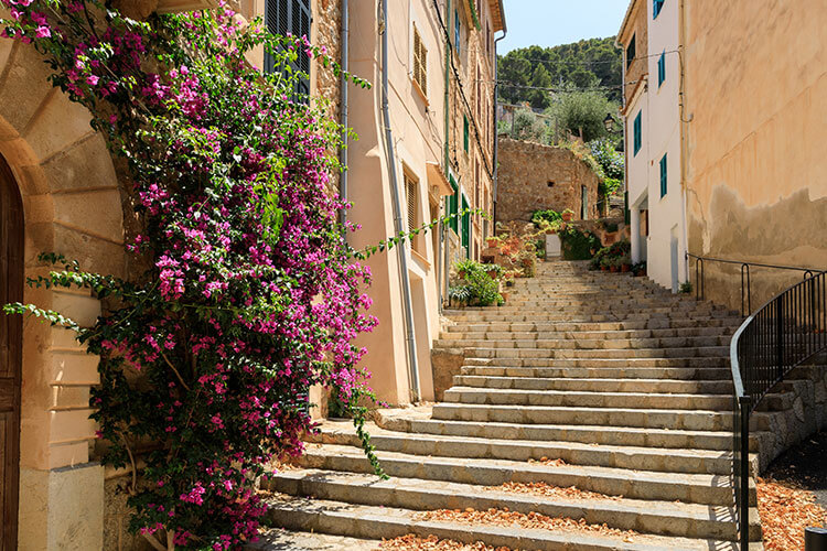 old street in the village of Banyalbufar in Majorca