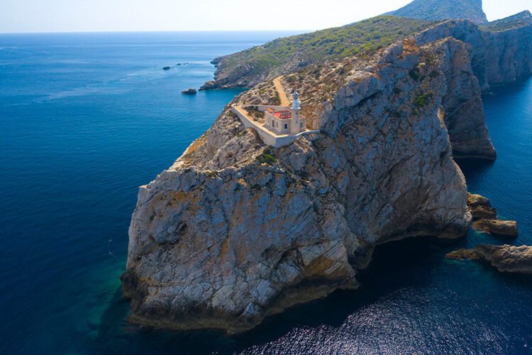 view of the lighthouse on the island of Dragonera