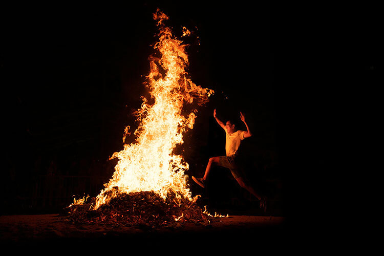 jumping over bonfire