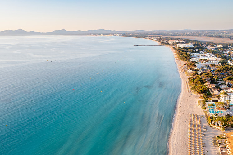 playa de muro aerial view